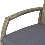 3 PCS Rattan Wicker Bar Set with Wood Grain Top Table and 2 Bar Stools for Outdoor, Patio, Poolside, Garden