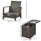 3 Piece Patio Furniture, PE Wicker Storage Table & Chairs