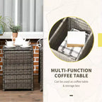 3 Piece Patio Furniture, PE Wicker Storage Table & Chairs