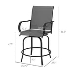 Outdoor Bar Stools Set of 2, 360 Degree Swivel Bar Height Chairs, 26.75 x 29.5 x 48.5