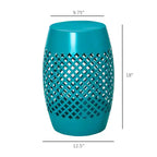 12.5 Steel Outdoor Side Table, Round Hollow Drum Patio End Table, Accent Table for Indoor and Outdoor