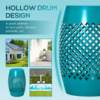 12.5 Steel Outdoor Side Table, Round Hollow Drum Patio End Table, Accent Table for Indoor and Outdoor