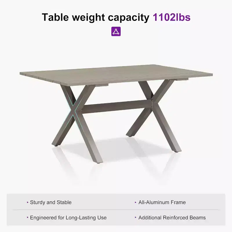 PURPLE LEAF Patio Dining Set All-Weather Wicker Aluminium Outdoor Table and Chairs Set for Backyard Decor Kitchen Modern Furniture Set