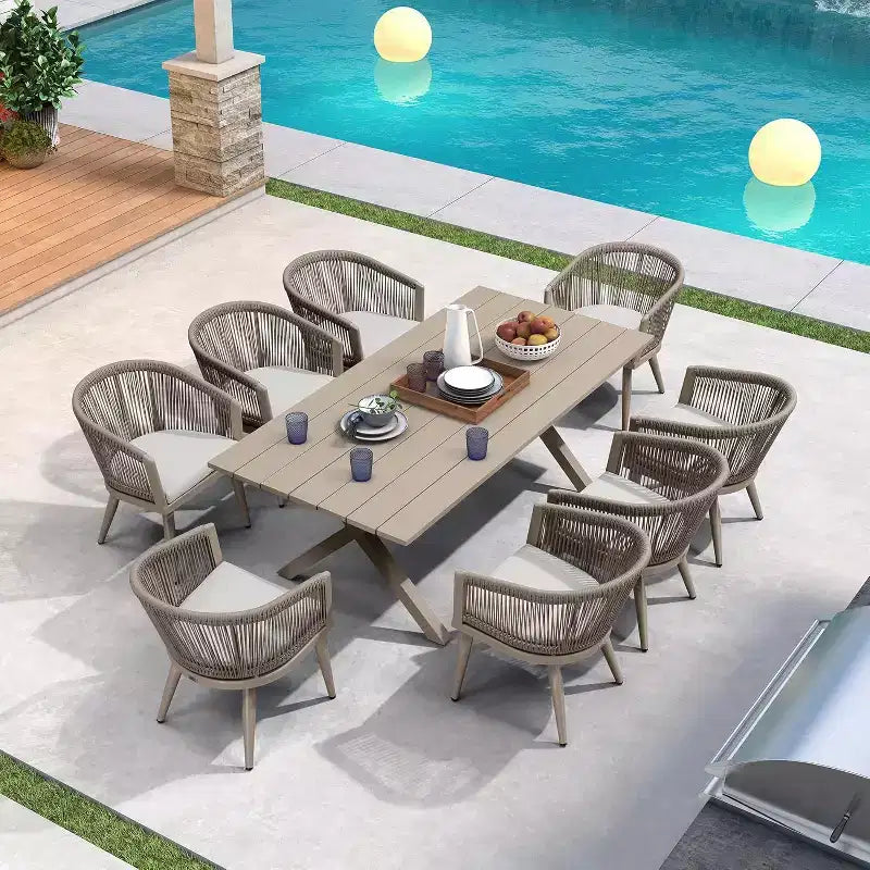 PURPLE LEAF Patio Dining Set All-Weather Wicker Aluminium Outdoor Table and Chairs Set for Backyard Decor Kitchen Modern Furniture Set
