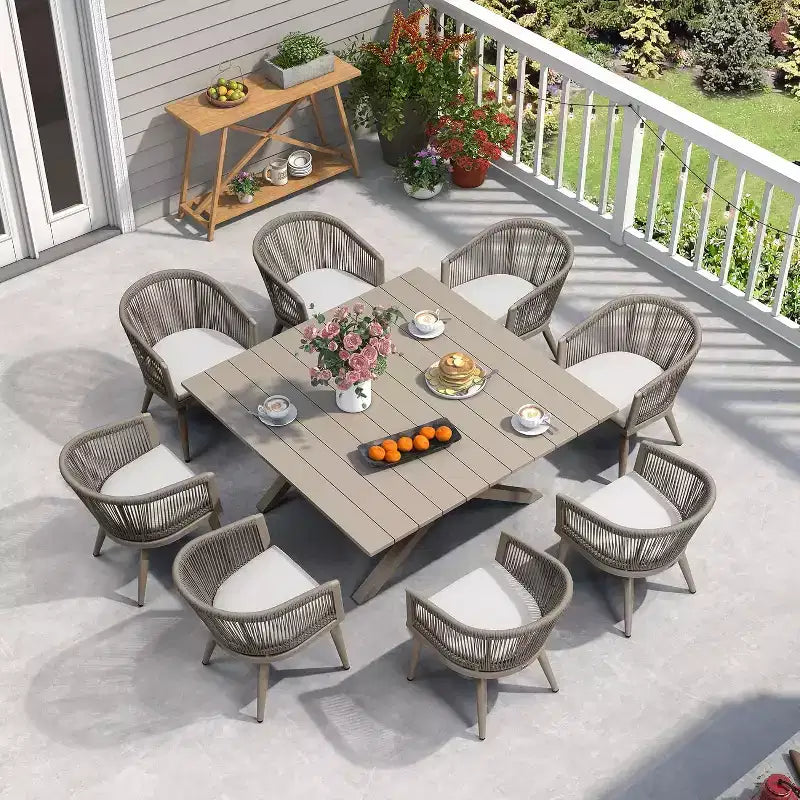 PURPLE LEAF Patio Dining Set All-Weather Wicker Aluminium Outdoor Table and Chairs Set for Backyard Decor Kitchen Modern Furniture Set