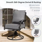 ALAULM 7PCS Patio Dining Set Outdoor Furniture w/2 Swivel Chairs&4 Fixed Chairs, Metal Patio Furniture Set 6 Chairs&Large Table w/Umbrella hole