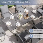 ALAULM 7PCS Patio Dining Set Outdoor Furniture w/2 Swivel Chairs&4 Fixed Chairs, Metal Patio Furniture Set 6 Chairs&Large Table w/Umbrella hole