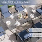 ALAULM 7PCS Patio Dining Set Outdoor Furniture w/2 Swivel Chairs&4 Fixed Chairs, Metal Patio Furniture Set 6 Chairs&Large Table w/Umbrella hole