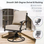ALAULM 7PCS Patio Dining Set Outdoor Furniture w/2 Swivel Chairs&4 Fixed Chairs, Metal Patio Furniture Set 6 Chairs&Large Table w/Umbrella hole