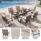 ALAULM 7PCS Patio Dining Set Outdoor Furniture w/2 Swivel Chairs&4 Fixed Chairs, Metal Patio Furniture Set 6 Chairs&Large Table w/Umbrella hole