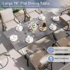 ALAULM 7PCS Patio Dining Set Outdoor Furniture w/2 Swivel Chairs&4 Fixed Chairs, Metal Patio Furniture Set 6 Chairs&Large Table w/Umbrella hole