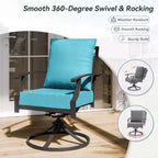 ALAULM 7PCS Patio Dining Set Outdoor Furniture w/2 Swivel Chairs&4 Fixed Chairs, Metal Patio Furniture Set 6 Chairs&Large Table w/Umbrella hole