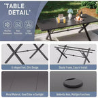 ALAULM 7PCS Patio Dining Set Outdoor Furniture w/2 Swivel Chairs&4 Fixed Chairs, Metal Patio Furniture Set 6 Chairs&Large Table w/Umbrella hole