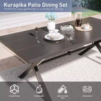 ALAULM 7PCS Patio Dining Set Outdoor Furniture w/2 Swivel Chairs&4 Fixed Chairs, Metal Patio Furniture Set 6 Chairs&Large Table w/Umbrella hole