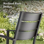 Captiva Designs 5pc Outdoor Patio Steel Dining Table & Metal Chairs with Stripe Back