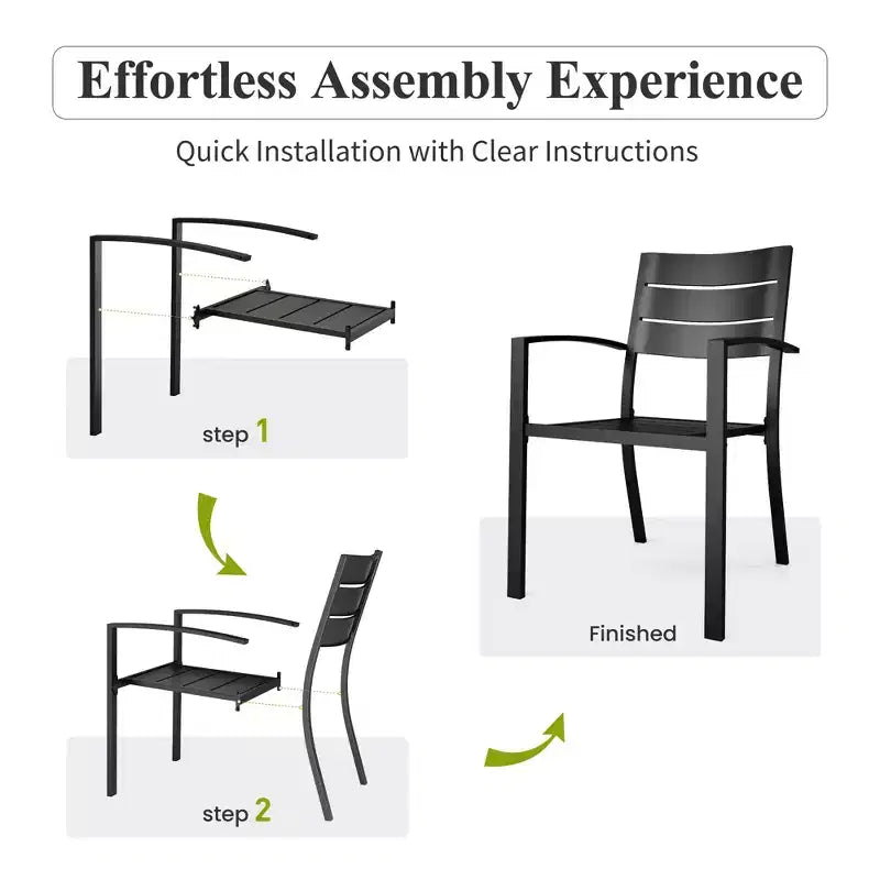 Captiva Designs 5pc Outdoor Patio Steel Dining Table & Metal Chairs with Stripe Back
