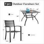 Captiva Designs 5pc Outdoor Patio Steel Dining Table & Metal Chairs with Stripe Back