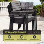 Crestlive Products Patio Outdoor Dining Set Stable X Legs with Armchairs Wooden-Like TableTop & Aluminum Frame & Umbrella Hole