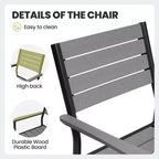 Crestlive Products Patio Outdoor Dining Set Stable X Legs with Armchairs Wooden-Like TableTop & Aluminum Frame & Umbrella Hole