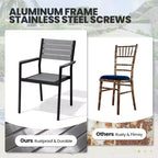 Crestlive Products Patio Outdoor Dining Set Stable X Legs with Armchairs Wooden-Like TableTop & Aluminum Frame & Umbrella Hole