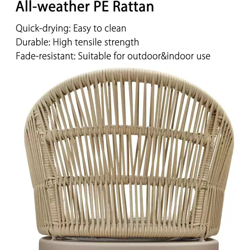 PURPLE LEAF Patio Dining Set with Outdoor Aluminium Dining Table and Woven Rattan Chairs Modern Furniture Set for Garden Yard Indoor Decor, Champagne
