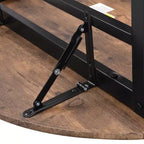 MAYEERTY 3-Piece Modern Round Drop Leaf Dining Table Set, Black Frame Rustic Brown Finish with 2 Chairs for Small Spaces