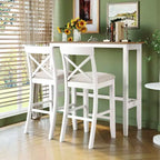 MAYEERTY 48 Farmhouse Wood Bar Height Dining Set, Rectangular Table with 2 Chairs for Small Places, Gray + Beige