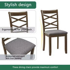 MAYEERTY 5-Piece Elegant Modern Dining Set, Wooden Table with 4 Chairs for 4, Walnut