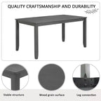 MAYEERTY 6-Piece Modern Dining Table Set, Wooden Table with 4 Chairs & Bench, Grey