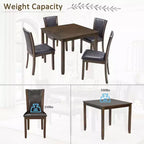 MAYEERTY 6-Piece Modern Dining Table Set, Wooden Table with 4 Chairs & Bench, Grey