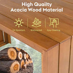 GDFStudio Mason Patio Modern Acacia Wood 5-Piece Bar Height Table Set with 4 Cushioned Stools