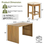 GDFStudio Mason Patio Modern Acacia Wood 5-Piece Bar Height Table Set with 4 Cushioned Stools