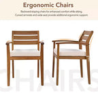GDFStudio Murray Modern Farmhouse 7-Piece Acacia Wood Outdoor Dining Set with Table, Bench and Cushioned Chairs