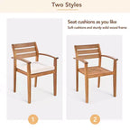 GDFStudio Murray Modern Farmhouse 7-Piece Acacia Wood Outdoor Dining Set with Table, Bench and Cushioned Chairs