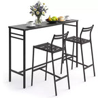 LAUSAINT HOME 3 Pieces Outdoor Bar Set Patio Bar Table and Chairs Set Ergonomic Backrest