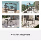 LAUSAINT HOME 3 Pieces Outdoor Bar Set Patio Bar Table and Chairs Set Ergonomic Backrest