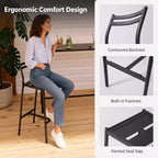 LAUSAINT HOME 3 Pieces Outdoor Bar Set Patio Bar Table and Chairs Set Ergonomic Backrest