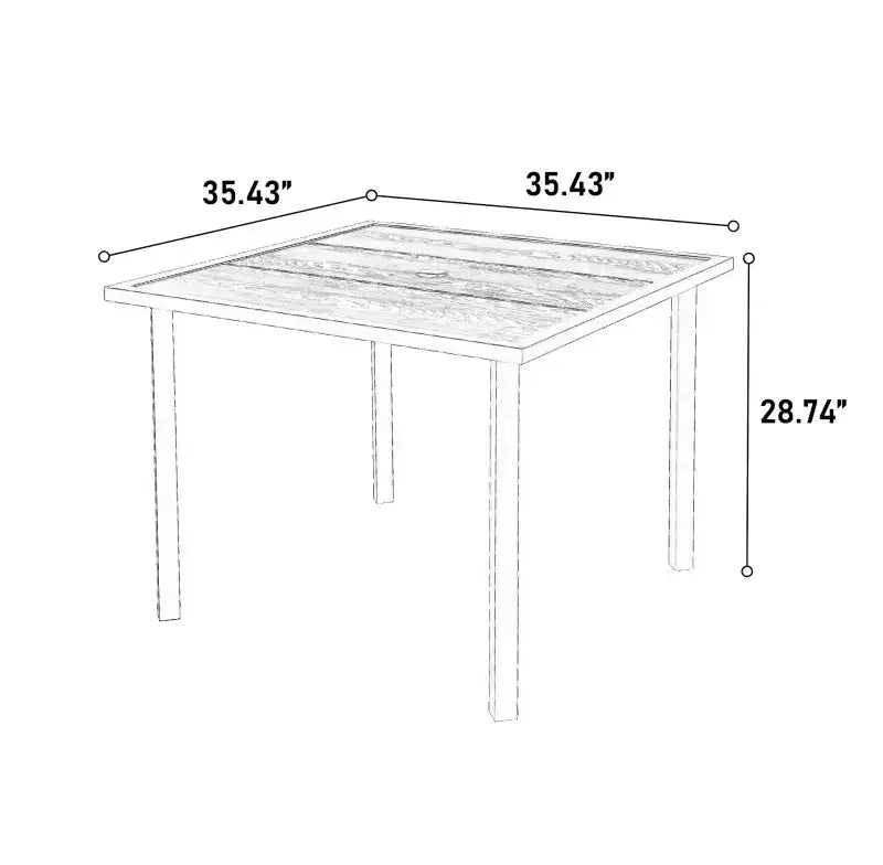 Whisen 5-Piece Wicker Outdoor Table and Chairs, Patio Dining Table and Chairs Set with Square steel Tabletop