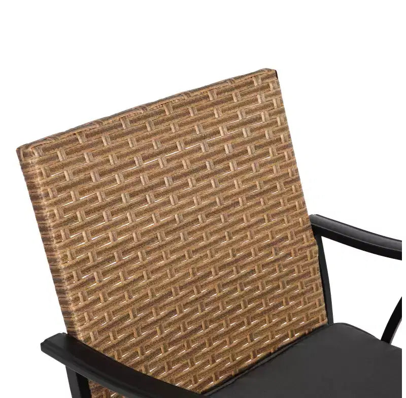 Whisen 5-Piece Wicker Outdoor Table and Chairs, Patio Dining Table and Chairs Set with Square steel Tabletop