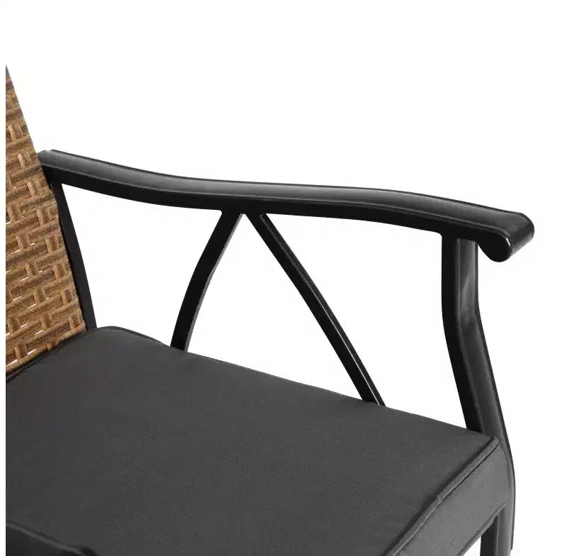 Whisen 5-Piece Wicker Outdoor Table and Chairs, Patio Dining Table and Chairs Set with Square steel Tabletop