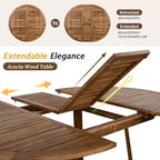 Whisen Weather Resistant 5-Piece Outdoor Dining Set Patio Round Extendable Dining Set with 4 Rattan Chairs