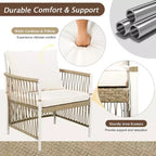 Whisen Weather Resistant 5-Piece Outdoor Dining Set Patio Round Extendable Dining Set with 4 Rattan Chairs