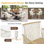 Whisen Weather Resistant 5-Piece Outdoor Dining Set Patio Round Extendable Dining Set with 4 Rattan Chairs