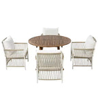 Whisen Weather Resistant 5-Piece Outdoor Dining Set Patio Round Extendable Dining Set with 4 Rattan Chairs