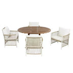 Whisen Weather Resistant 5-Piece Outdoor Dining Set Patio Round Extendable Dining Set with 4 Rattan Chairs
