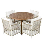 Whisen Weather Resistant 5-Piece Outdoor Dining Set Patio Round Extendable Dining Set with 4 Rattan Chairs
