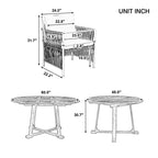Whisen Weather Resistant 5-Piece Outdoor Dining Set Patio Round Extendable Dining Set with 4 Rattan Chairs
