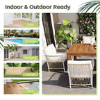 Whisen Weather Resistant 5-Piece Outdoor Dining Set Patio Round Extendable Dining Set with 4 Rattan Chairs