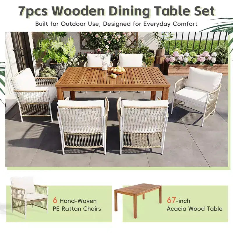 Whisen Weather Resistant 5-Piece Outdoor Dining Set Patio Round Extendable Dining Set with 4 Rattan Chairs