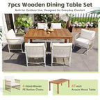 Whisen Weather Resistant 5-Piece Outdoor Dining Set Patio Round Extendable Dining Set with 4 Rattan Chairs
